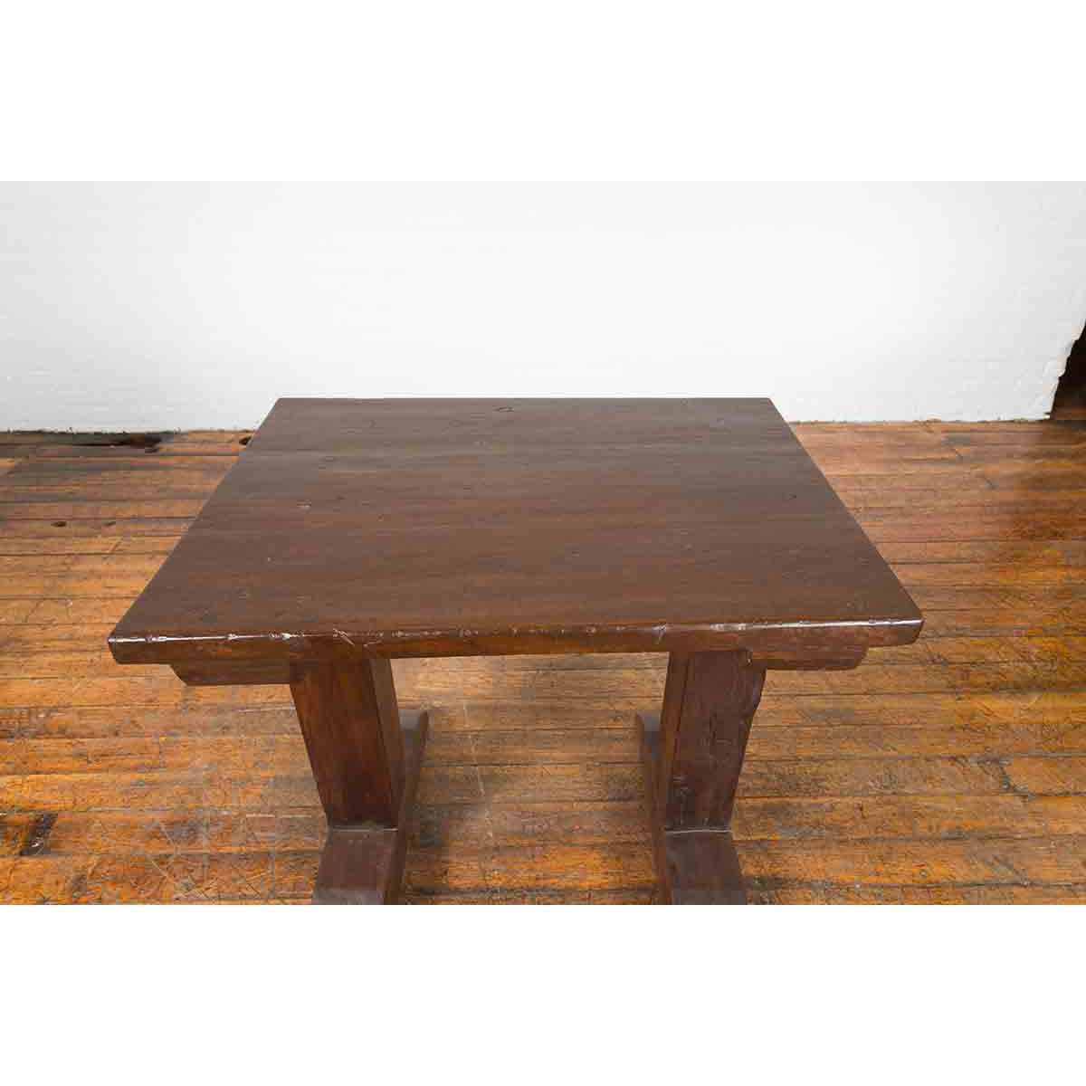 Indonesian Antique Wine Tasting Table with Rustic Appearance and Trestle Base-5. Asian & Chinese Furniture, Art, Antiques, Vintage Home Décor for sale at FEA Home