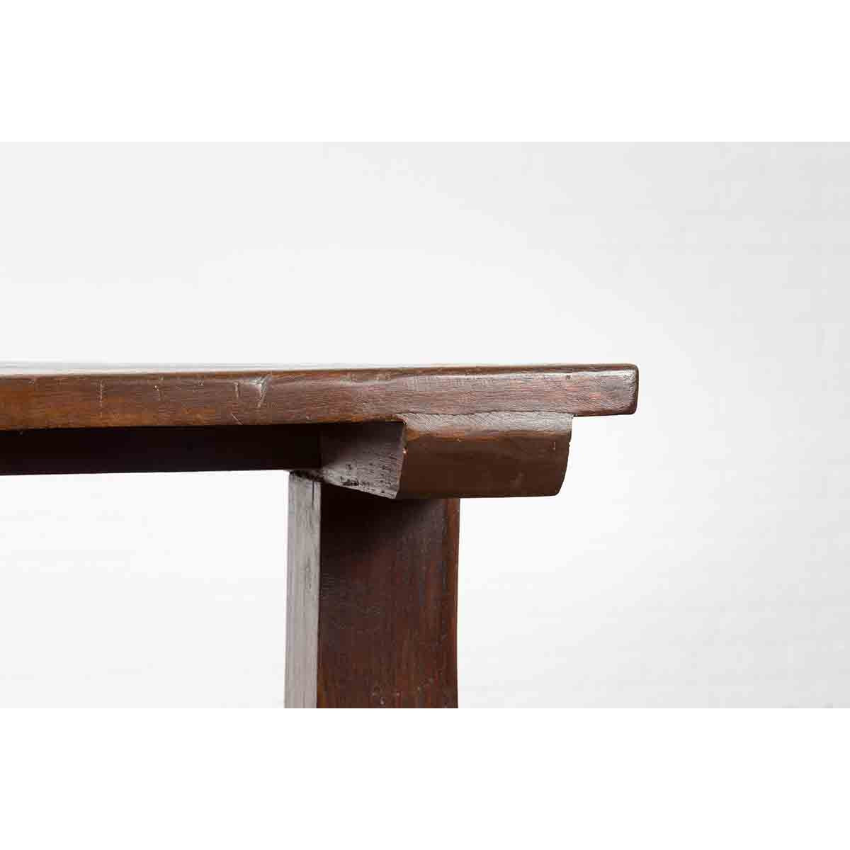 Indonesian Antique Wine Tasting Table with Rustic Appearance and Trestle Base-7. Asian & Chinese Furniture, Art, Antiques, Vintage Home Décor for sale at FEA Home