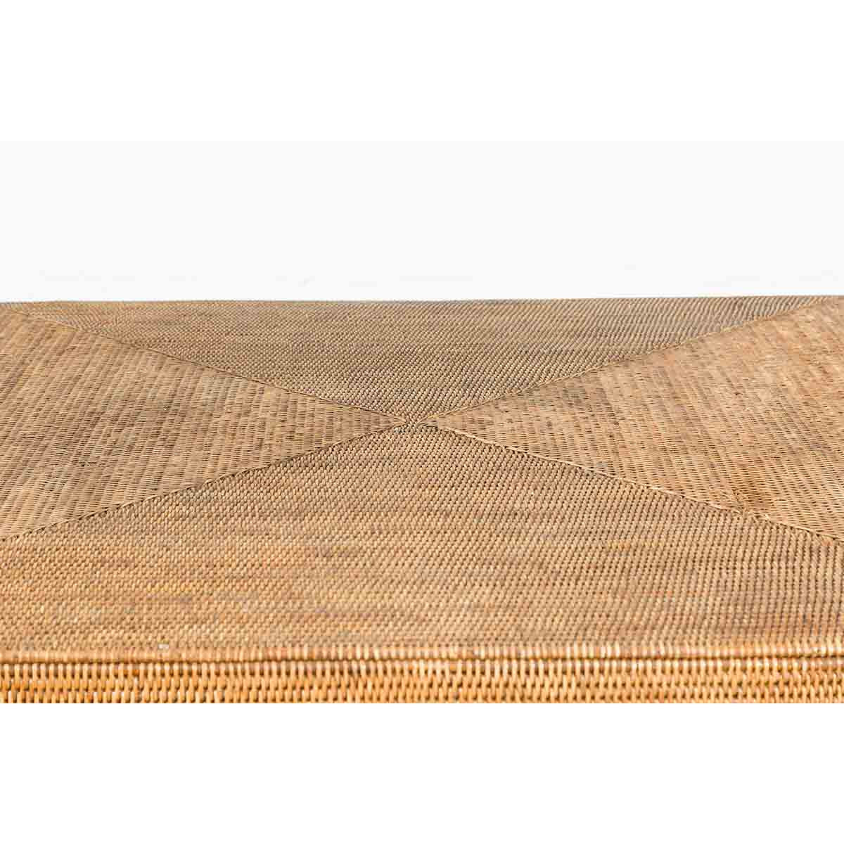 Burmese Vintage Rattan Parsons Leg Coffee Table Hand-Stitched over Wood-12. Asian & Chinese Furniture, Art, Antiques, Vintage Home Décor for sale at FEA Home