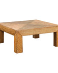 Burmese Vintage Rattan Parsons Leg Coffee Table Hand-Stitched over Wood-1. Asian & Chinese Furniture, Art, Antiques, Vintage Home Décor for sale at FEA Home