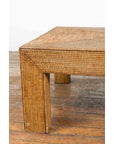 Burmese Vintage Rattan Parsons Leg Coffee Table Hand-Stitched over Wood-8. Asian & Chinese Furniture, Art, Antiques, Vintage Home Décor for sale at FEA Home