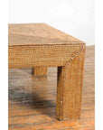 Burmese Vintage Rattan Parsons Leg Coffee Table Hand-Stitched over Wood-9. Asian & Chinese Furniture, Art, Antiques, Vintage Home Décor for sale at FEA Home