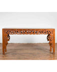 Vintage Indonesian Altar Console Table with Carved Apron and Square Feet-14. Asian & Chinese Furniture, Art, Antiques, Vintage Home Décor for sale at FEA Home