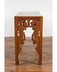 Vintage Indonesian Altar Console Table with Carved Apron and Square Feet-15. Asian & Chinese Furniture, Art, Antiques, Vintage Home Décor for sale at FEA Home