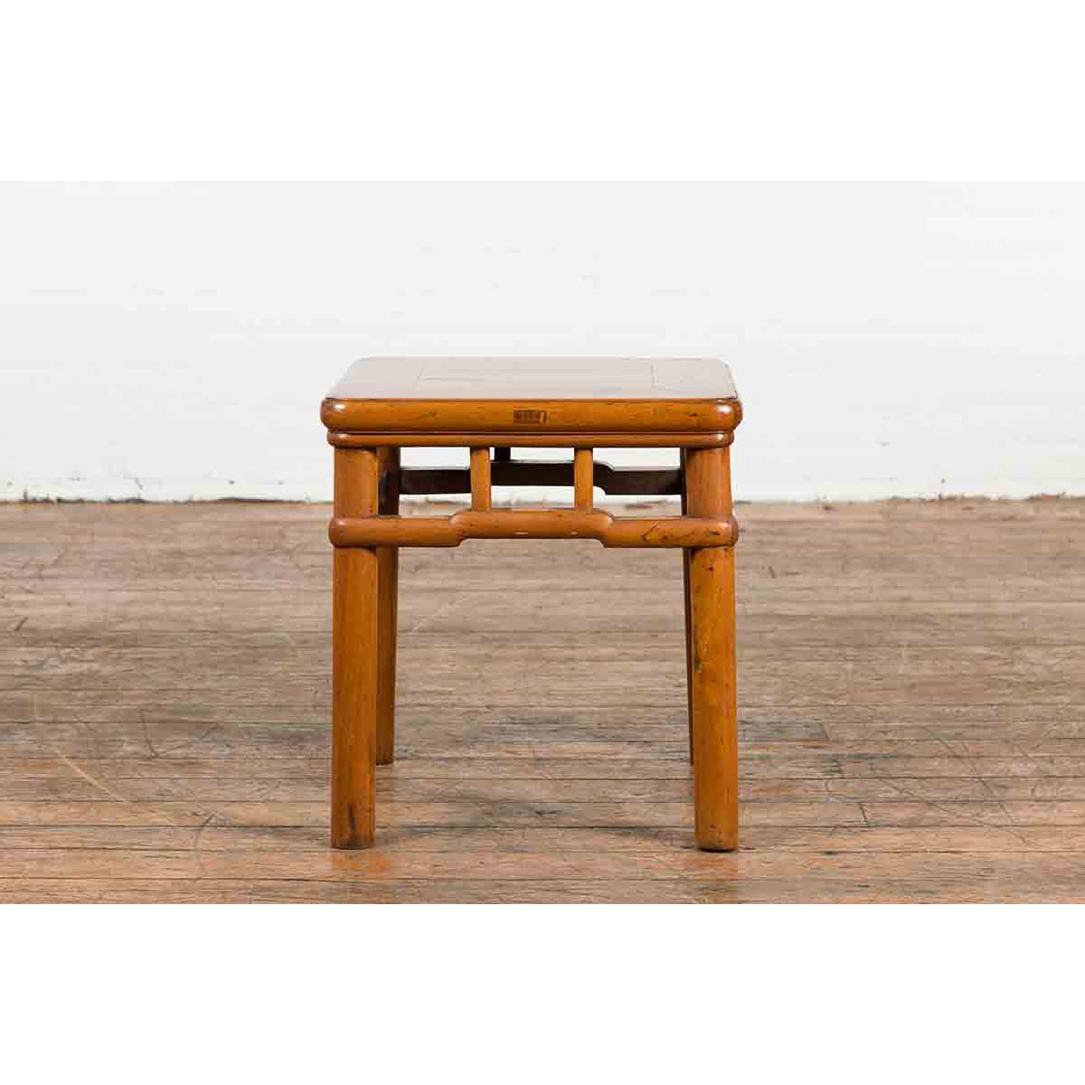 Chinese Vintage Ming Dynasty Style Accent Side Table with Humpback Stretcher-11. Asian & Chinese Furniture, Art, Antiques, Vintage Home Décor for sale at FEA Home