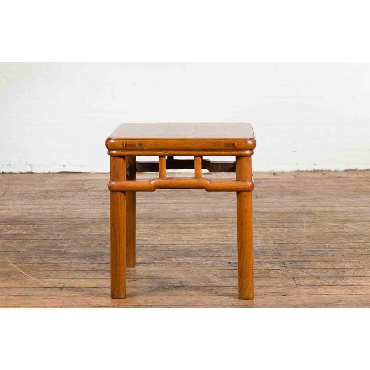 Chinese Vintage Ming Dynasty Style Accent Side Table with Humpback Stretcher-12. Asian & Chinese Furniture, Art, Antiques, Vintage Home Décor for sale at FEA Home