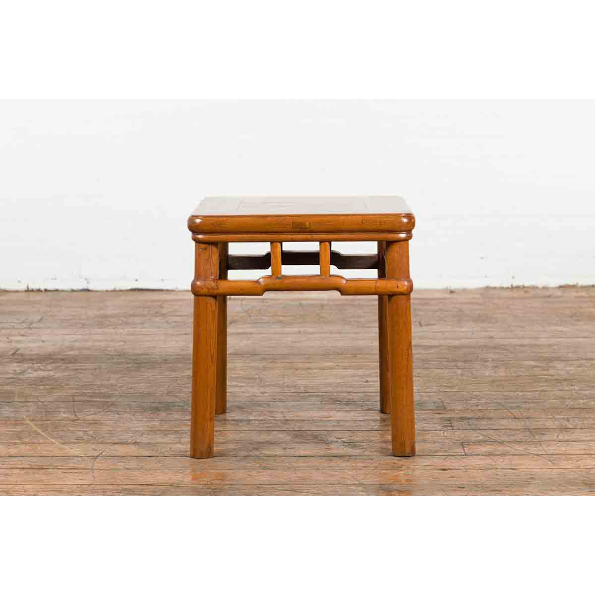 Chinese Vintage Ming Dynasty Style Accent Side Table with Humpback Stretcher-3. Asian & Chinese Furniture, Art, Antiques, Vintage Home Décor for sale at FEA Home
