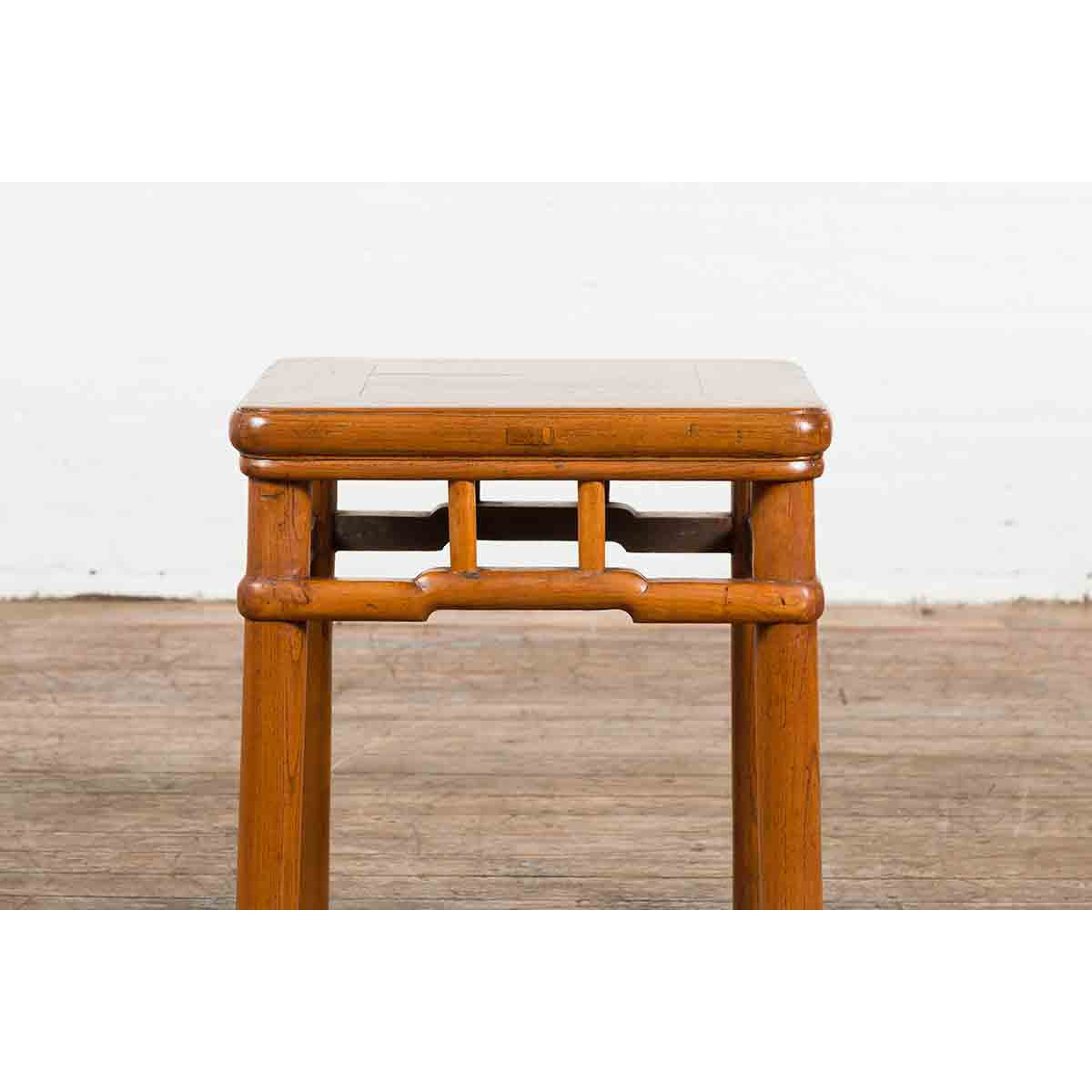 Chinese Vintage Ming Dynasty Style Accent Side Table with Humpback Stretcher-5. Asian & Chinese Furniture, Art, Antiques, Vintage Home Décor for sale at FEA Home