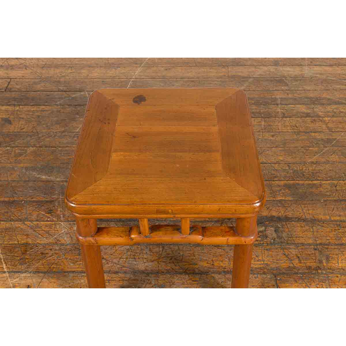 Chinese Vintage Ming Dynasty Style Accent Side Table with Humpback Stretcher-6. Asian & Chinese Furniture, Art, Antiques, Vintage Home Décor for sale at FEA Home