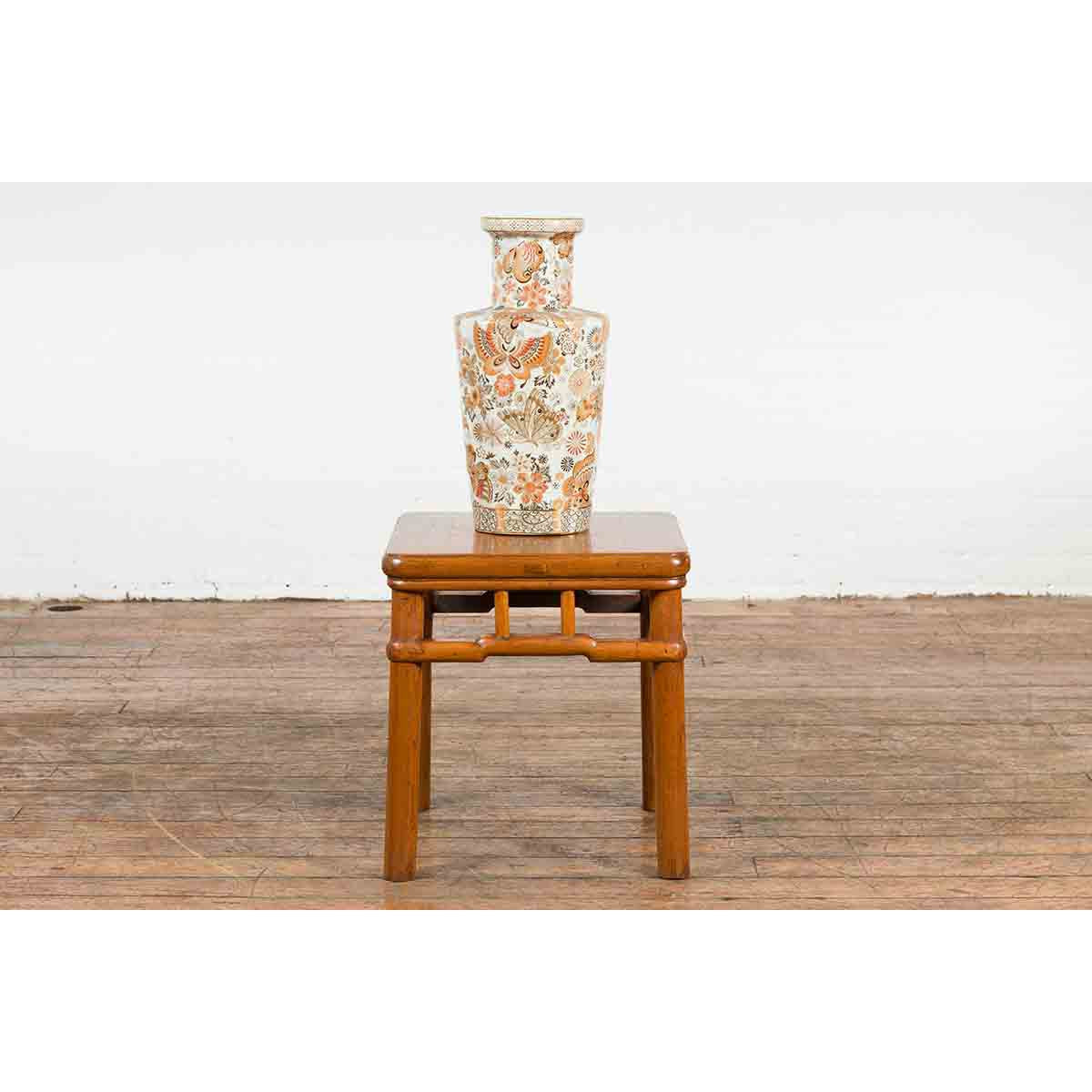Chinese Vintage Ming Dynasty Style Accent Side Table with Humpback Stretcher-4. Asian & Chinese Furniture, Art, Antiques, Vintage Home Décor for sale at FEA Home