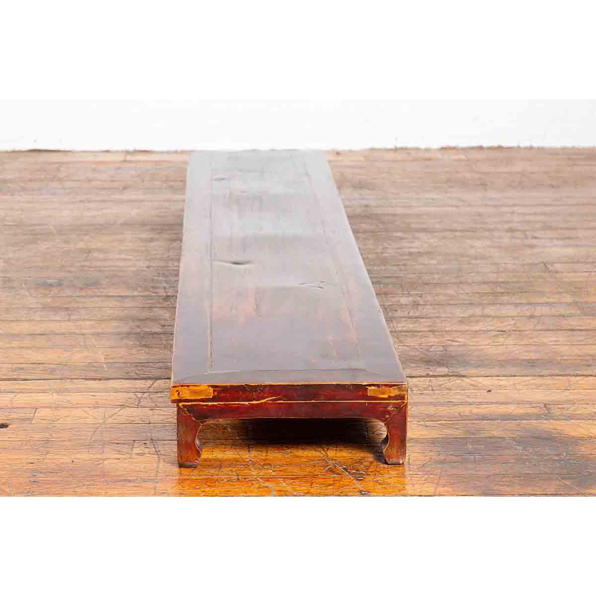 Vintage Low Kang Long Display Table Stand with Eight Carved Feet-11. Asian & Chinese Furniture, Art, Antiques, Vintage Home Décor for sale at FEA Home