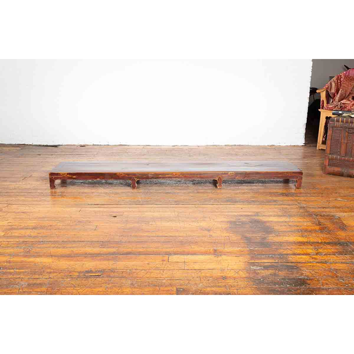 Vintage Low Kang Long Display Table Stand with Eight Carved Feet-5. Asian & Chinese Furniture, Art, Antiques, Vintage Home Décor for sale at FEA Home