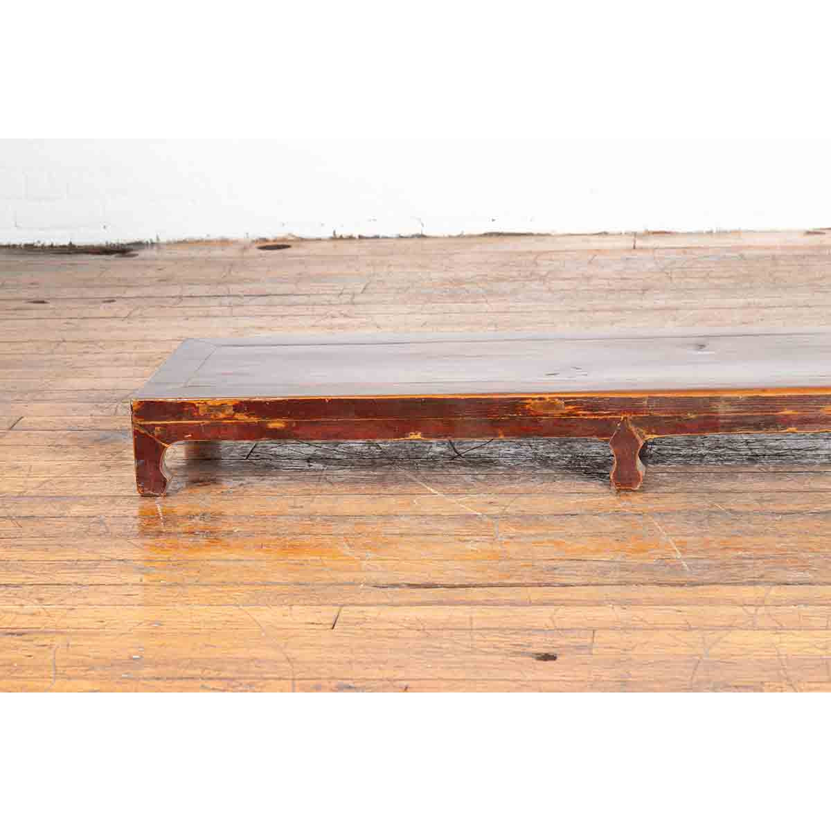 Vintage Low Kang Long Display Table Stand with Eight Carved Feet-6. Asian & Chinese Furniture, Art, Antiques, Vintage Home Décor for sale at FEA Home