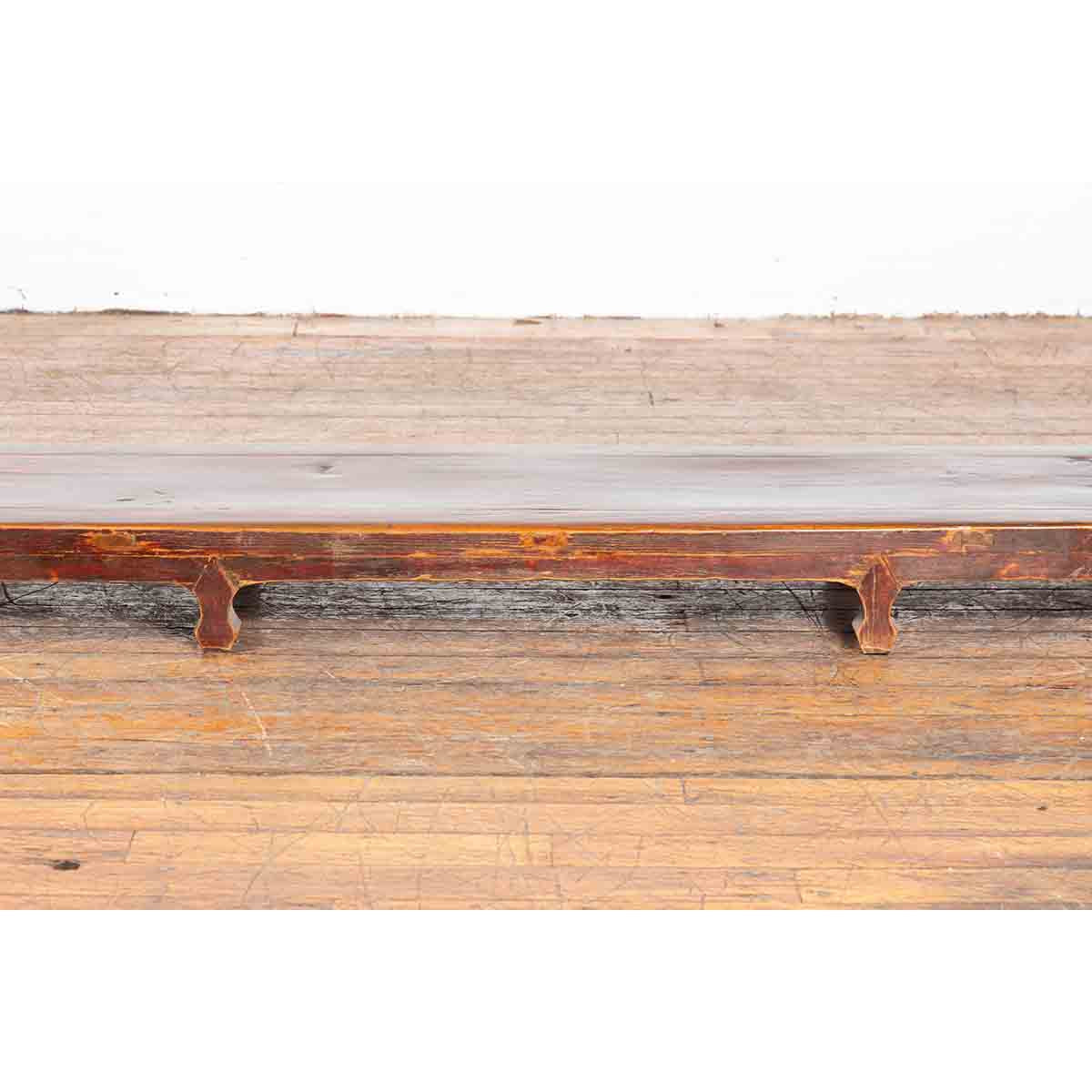 Vintage Low Kang Long Display Table Stand with Eight Carved Feet-7. Asian & Chinese Furniture, Art, Antiques, Vintage Home Décor for sale at FEA Home