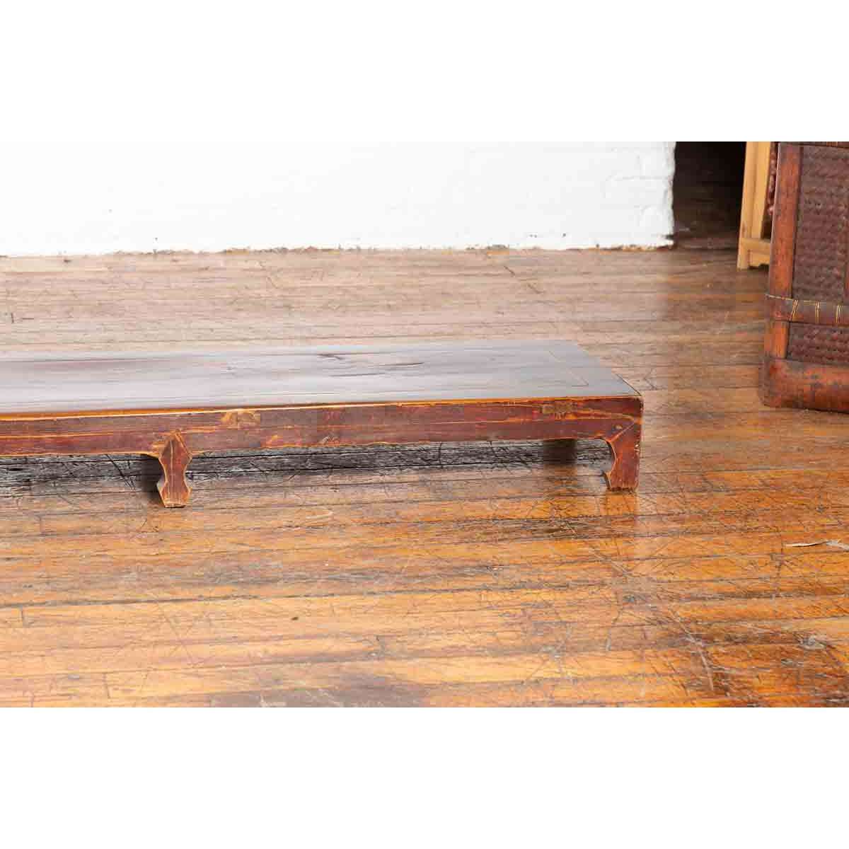 Vintage Low Kang Long Display Table Stand with Eight Carved Feet-8. Asian & Chinese Furniture, Art, Antiques, Vintage Home Décor for sale at FEA Home