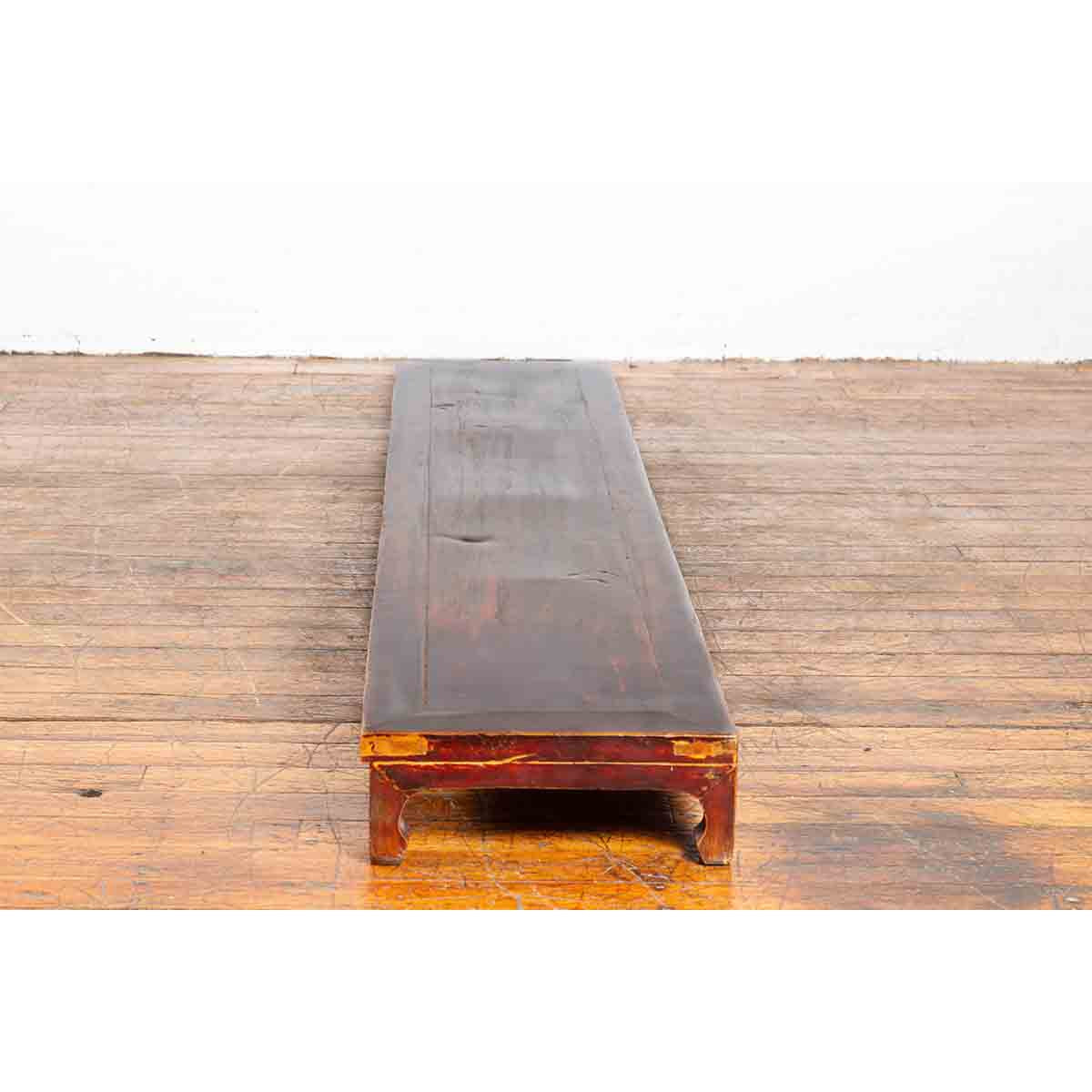 Vintage Low Kang Long Display Table Stand with Eight Carved Feet-10. Asian & Chinese Furniture, Art, Antiques, Vintage Home Décor for sale at FEA Home