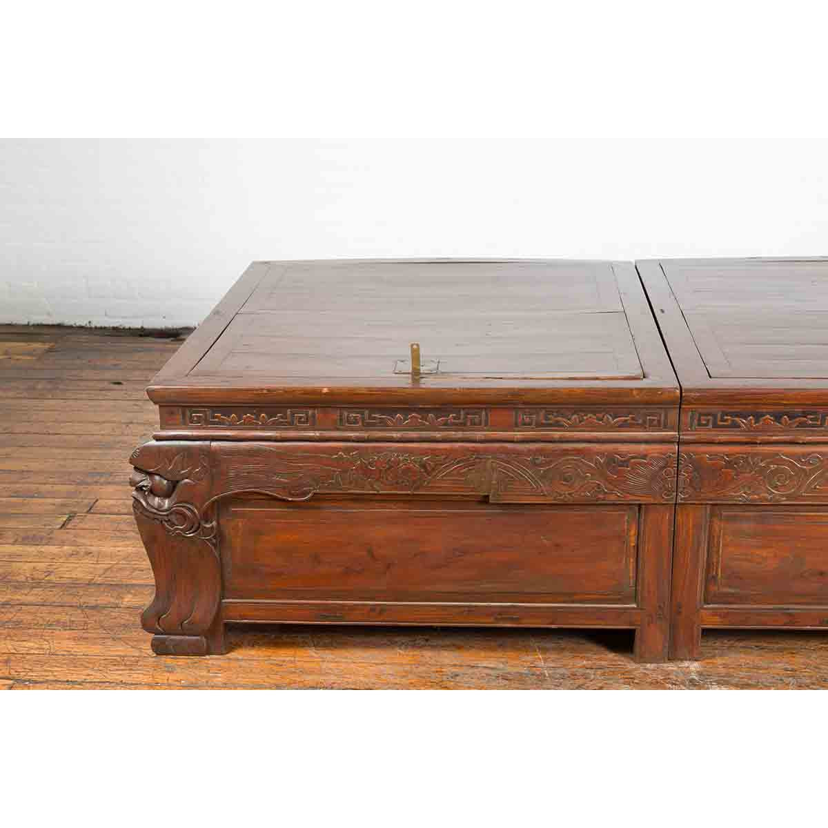 Pair of Chinese Antique Chests Set Together as a Coffee Table-13. Asian & Chinese Furniture, Art, Antiques, Vintage Home Décor for sale at FEA Home