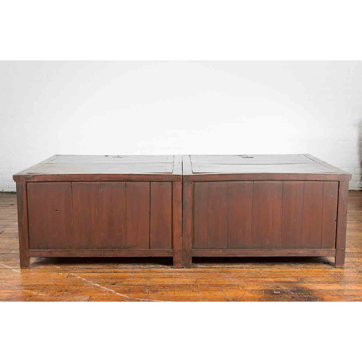 Pair of Chinese Antique Chests Set Together as a Coffee Table-16. Asian & Chinese Furniture, Art, Antiques, Vintage Home Décor for sale at FEA Home