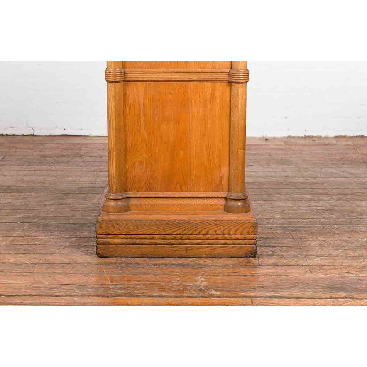 Vintage Indonesian Wooden Pedestal with Doric Semi-Columns and Natural Patina-7. Asian & Chinese Furniture, Art, Antiques, Vintage Home Décor for sale at FEA Home