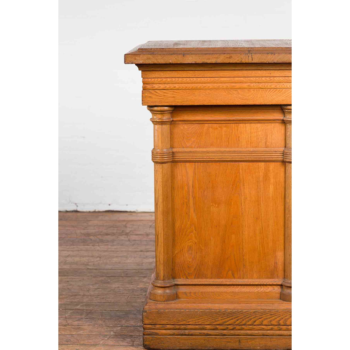 Vintage Indonesian Wooden Pedestal with Doric Semi-Columns and Natural Patina-8. Asian & Chinese Furniture, Art, Antiques, Vintage Home Décor for sale at FEA Home