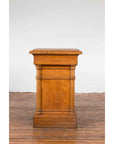 Vintage Indonesian Wooden Pedestal with Doric Semi-Columns and Natural Patina-9. Asian & Chinese Furniture, Art, Antiques, Vintage Home Décor for sale at FEA Home