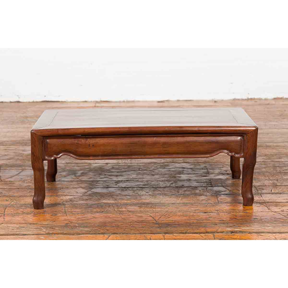 Vintage Chinese Art Deco Style Low Prayer Table with Carved Apron-9. Asian & Chinese Furniture, Art, Antiques, Vintage Home Décor for sale at FEA Home