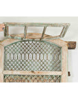 19th Century Antique Indian Grate Window with Green Paint and Distressed Patina-13. Asian & Chinese Furniture, Art, Antiques, Vintage Home Décor for sale at FEA Home