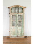 19th Century Antique Indian Grate Window with Green Paint and Distressed Patina-2. Asian & Chinese Furniture, Art, Antiques, Vintage Home Décor for sale at FEA Home