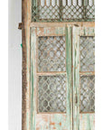 19th Century Antique Indian Grate Window with Green Paint and Distressed Patina-8. Asian & Chinese Furniture, Art, Antiques, Vintage Home Décor for sale at FEA Home