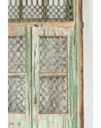 19th Century Antique Indian Grate Window with Green Paint and Distressed Patina-9. Asian & Chinese Furniture, Art, Antiques, Vintage Home Décor for sale at FEA Home
