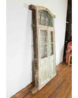 19th Century Antique Indian Grate Window with Green Paint and Distressed Patina-5. Asian & Chinese Furniture, Art, Antiques, Vintage Home Décor for sale at FEA Home