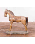 Antique Indian Multicolor Hand-Carved Wooden Mogul Horse on Rectangular Base-9. Asian & Chinese Furniture, Art, Antiques, Vintage Home Décor for sale at FEA Home