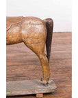 Antique Indian Multicolor Hand-Carved Wooden Mogul Horse on Rectangular Base-6. Asian & Chinese Furniture, Art, Antiques, Vintage Home Décor for sale at FEA Home