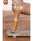 Antique Indian Multicolor Hand-Carved Wooden Mogul Horse on Rectangular Base-7. Asian & Chinese Furniture, Art, Antiques, Vintage Home Décor for sale at FEA Home