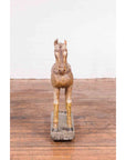 Antique Indian Multicolor Hand-Carved Wooden Mogul Horse on Rectangular Base-10. Asian & Chinese Furniture, Art, Antiques, Vintage Home Décor for sale at FEA Home