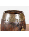 Chinese Vintage Rustic Wooden Bucket with Brass Accents and Ornate Backplate-4. Asian & Chinese Furniture, Art, Antiques, Vintage Home Décor for sale at FEA Home