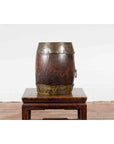 Chinese Vintage Rustic Wooden Bucket with Brass Accents and Ornate Backplate-8. Asian & Chinese Furniture, Art, Antiques, Vintage Home Décor for sale at FEA Home