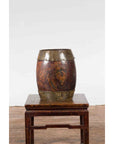 Chinese Vintage Rustic Wooden Bucket with Brass Accents and Ornate Backplate-9. Asian & Chinese Furniture, Art, Antiques, Vintage Home Décor for sale at FEA Home