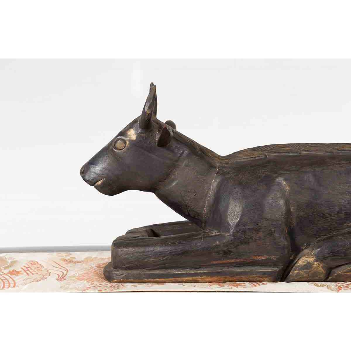 Indian Vintage Carved Wooden Bull Sculpture Depicting Guardian Deity Nandi-4. Asian & Chinese Furniture, Art, Antiques, Vintage Home Décor for sale at FEA Home