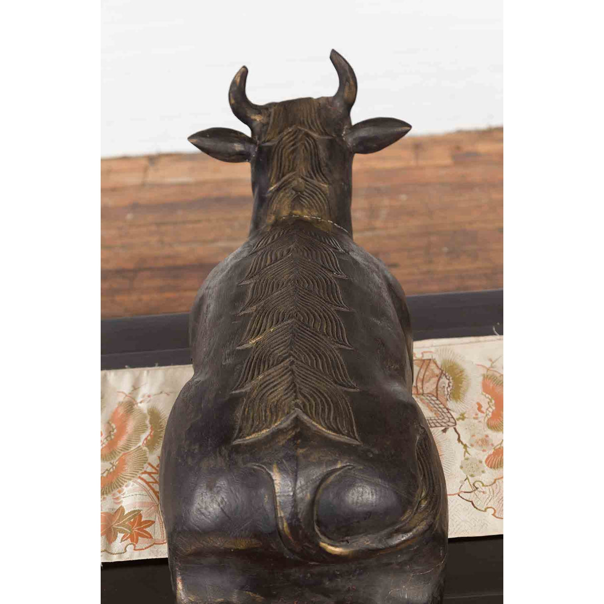 Indian Vintage Carved Wooden Bull Sculpture Depicting Guardian Deity Nandi-9. Asian & Chinese Furniture, Art, Antiques, Vintage Home Décor for sale at FEA Home