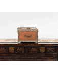 19th Century Indian Wooden Box with Brass Details and Distressed Patina-10. Asian & Chinese Furniture, Art, Antiques, Vintage Home Décor for sale at FEA Home