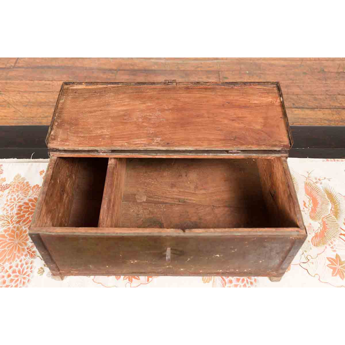 Indian 19th Century Box with Metal Sheathing and Bracketed Wooden Base-5. Asian & Chinese Furniture, Art, Antiques, Vintage Home Décor for sale at FEA Home