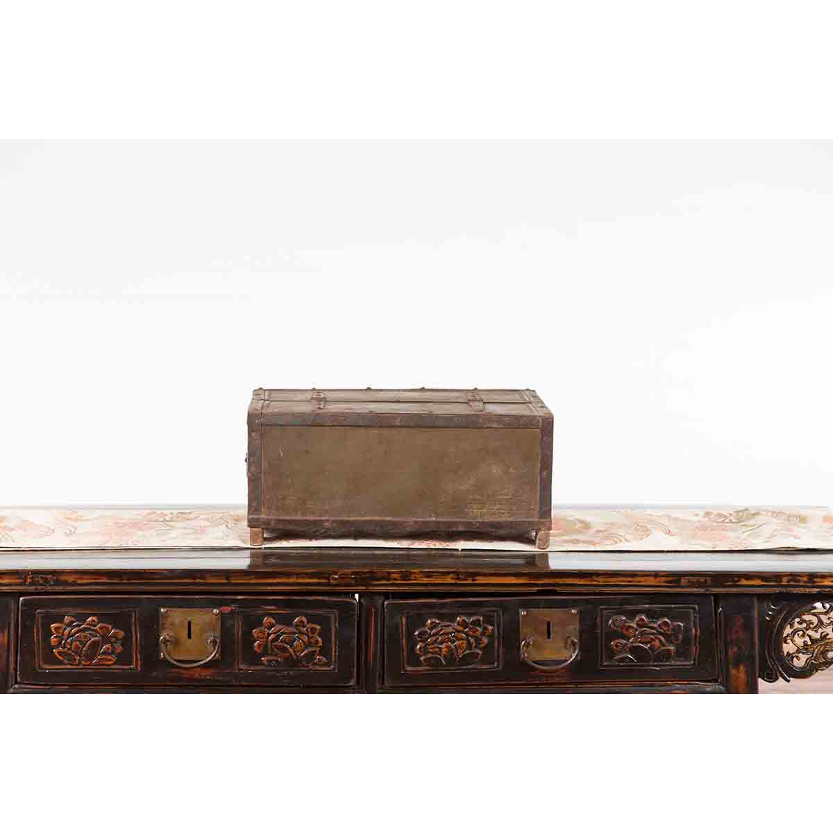 Indian 19th Century Box with Metal Sheathing and Bracketed Wooden Base-10. Asian & Chinese Furniture, Art, Antiques, Vintage Home Décor for sale at FEA Home