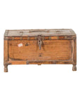 Rustic Indian 19th Century Wooden Box with Iron Details and Concentric Circles-1. Asian & Chinese Furniture, Art, Antiques, Vintage Home Décor for sale at FEA Home