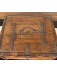 Rustic Indian 19th Century Wooden Box with Iron Details and Concentric Circles-6. Asian & Chinese Furniture, Art, Antiques, Vintage Home Décor for sale at FEA Home