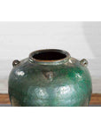 Chinese Vintage Hunan Style Green Glazed Water Jar with Petite Loop Handles-4. Asian & Chinese Furniture, Art, Antiques, Vintage Home Décor for sale at FEA Home