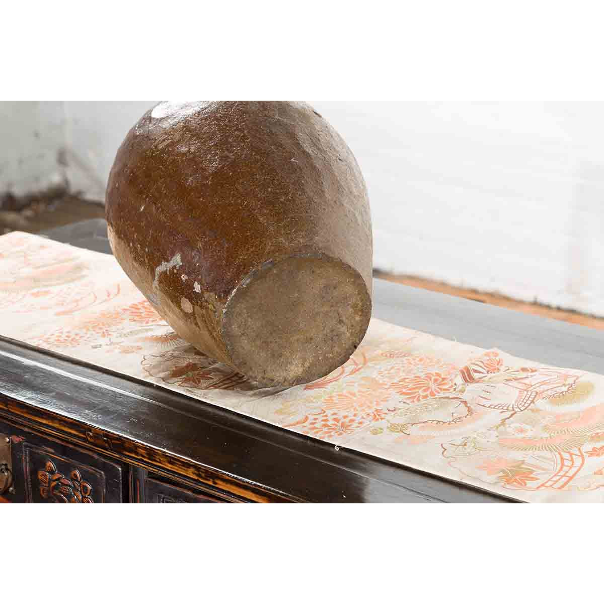 Antique Japanese 19th Century Brown Glazed Water Jar-13. Asian & Chinese Furniture, Art, Antiques, Vintage Home Décor for sale at FEA Home