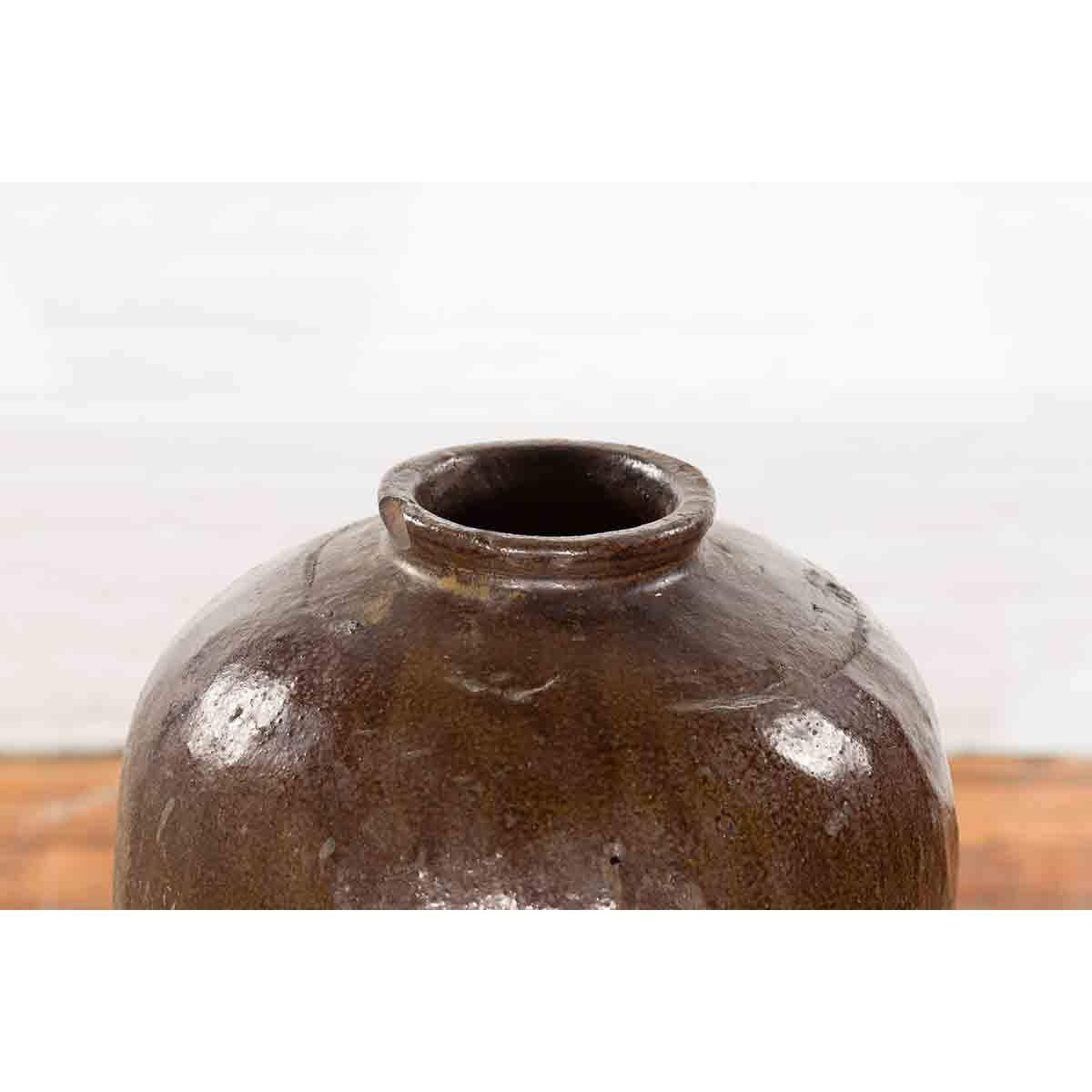 Antique Japanese 19th Century Brown Glazed Water Jar-5. Asian & Chinese Furniture, Art, Antiques, Vintage Home Décor for sale at FEA Home