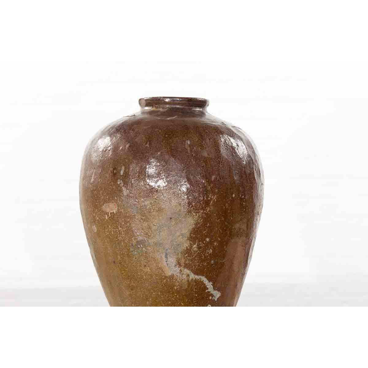 Antique Japanese 19th Century Brown Glazed Water Jar-9. Asian & Chinese Furniture, Art, Antiques, Vintage Home Décor for sale at FEA Home