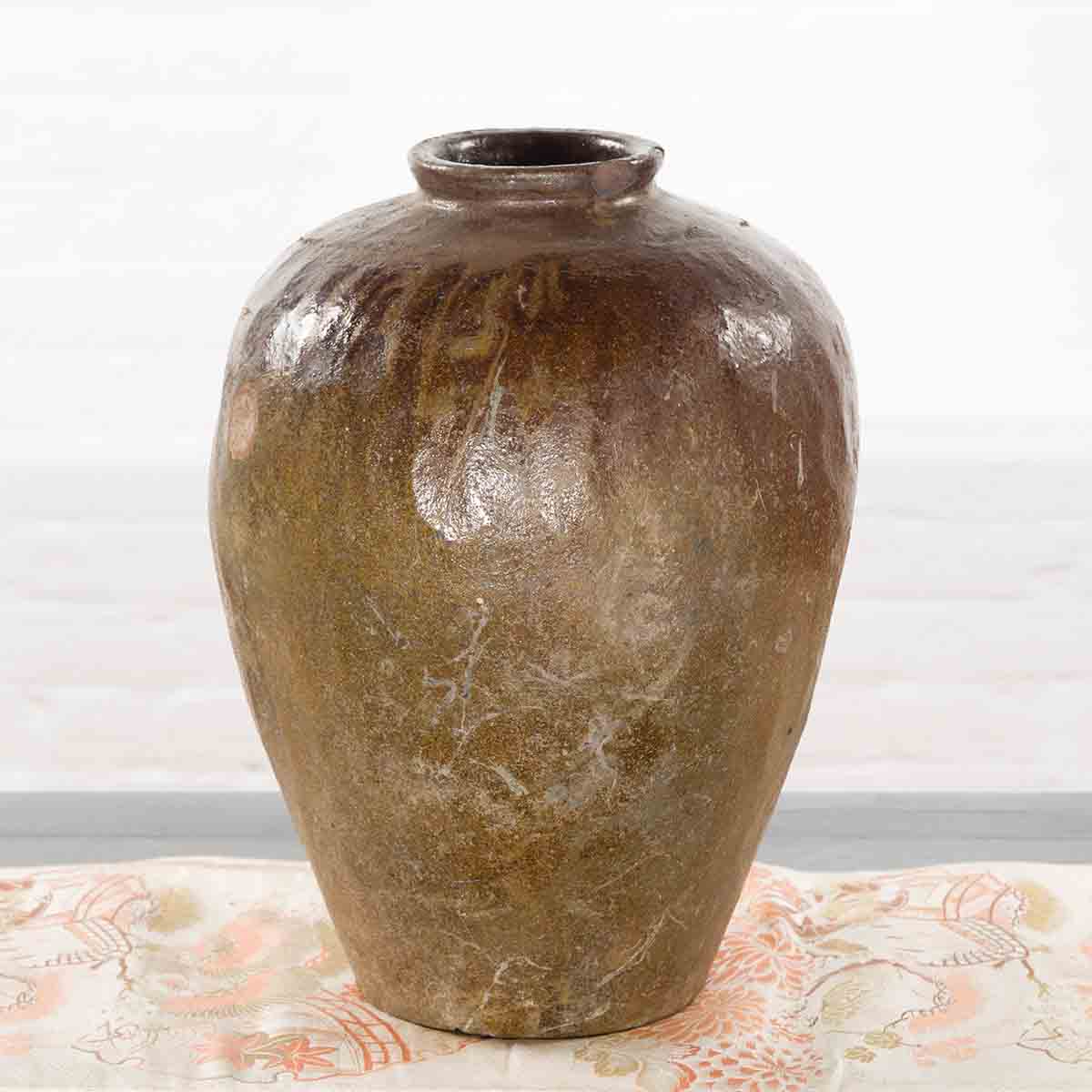 Antique Japanese 19th Century Brown Glazed Water Jar-3. Asian & Chinese Furniture, Art, Antiques, Vintage Home Décor for sale at FEA Home